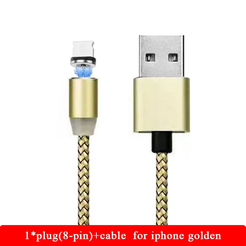 YBD magnetic LED charging cable 1 metre length with aluminium shell in multiple colours