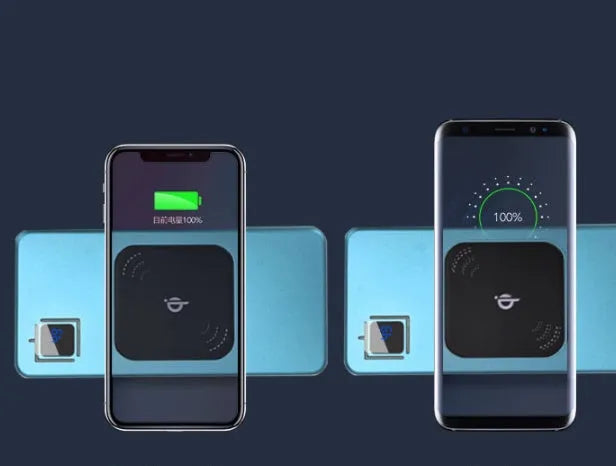 Silver alloy portable power bank with LCD display showing battery level