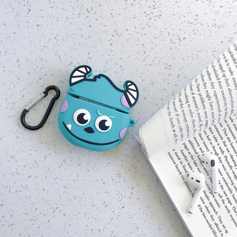 Cartoon animal design silicone protective case for AirPods 1 and 2 generation charging case in multiple colours.
