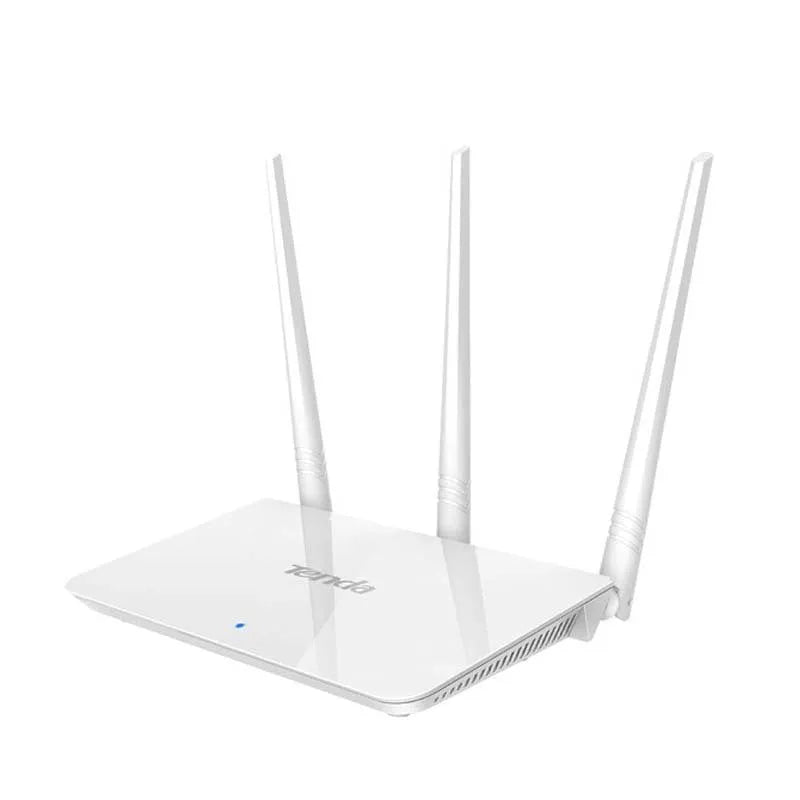 White dual-band wireless router with 2.4GHz and 5GHz frequency support