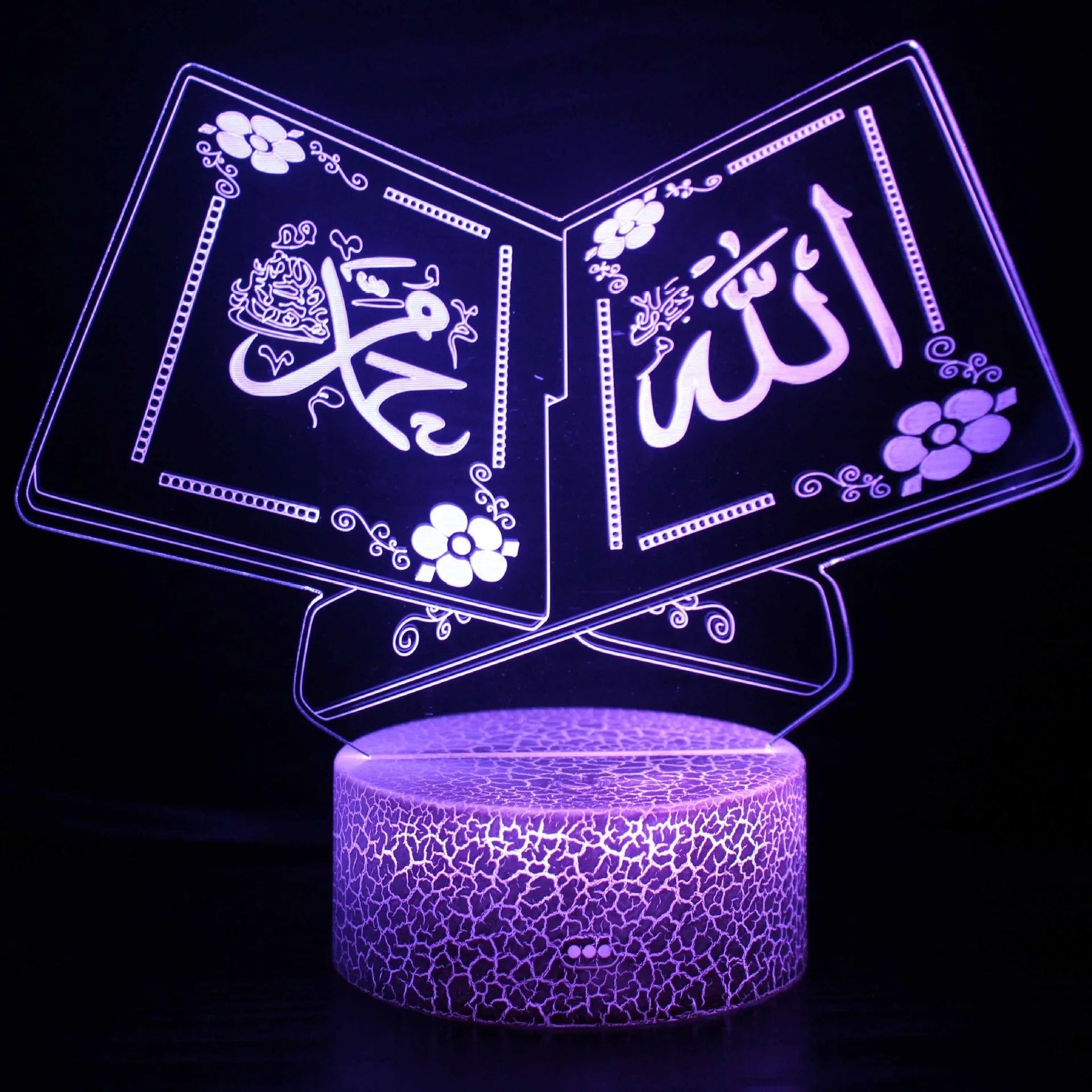 3D small LED night lamp with touch control and remote on bedside table