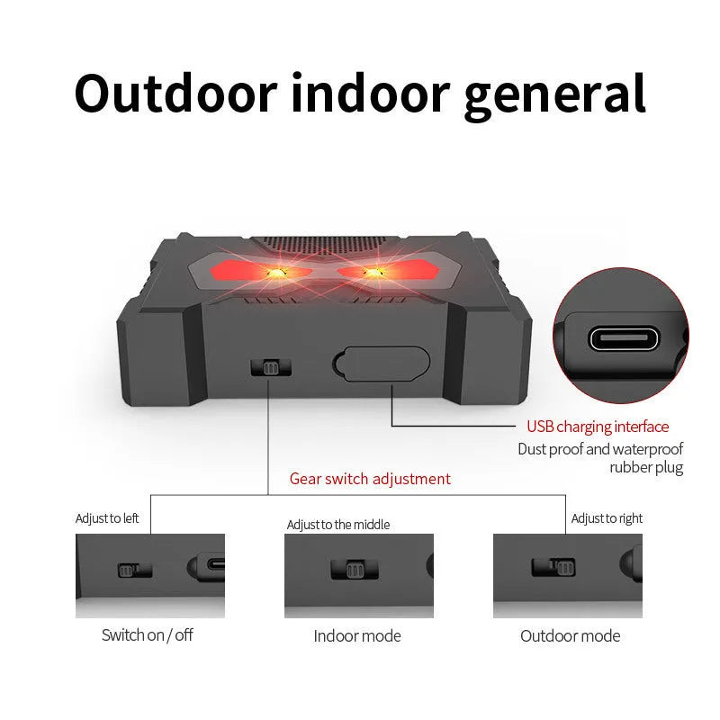 Black animal-shaped solar-powered ultrasonic pest repeller for outdoor use