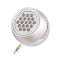 Universal external amplifier speaker in black, gold, and rose gold colours with 5V power input