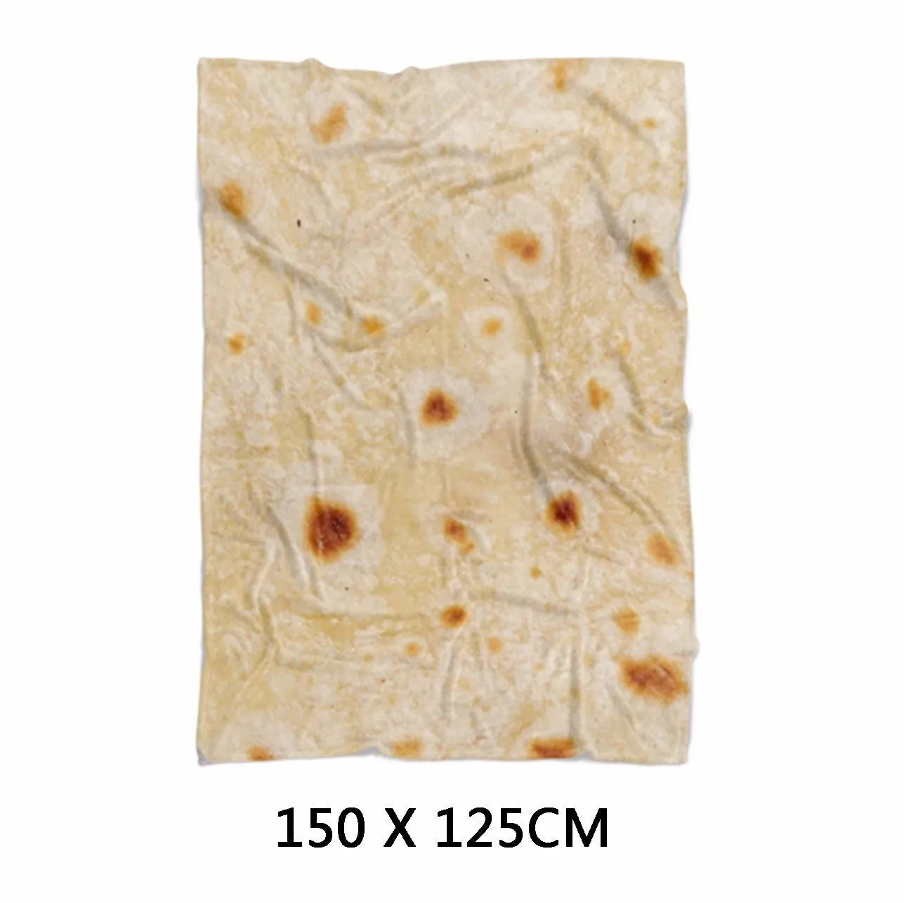 Round coral fleece flannel blanket rolled in a burrito style, showing soft texture and printed design.