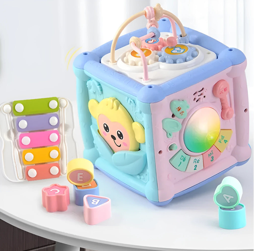 Drum baby early education toys building blocks cube plastic musical sound toy 15.5x15.5x20cm