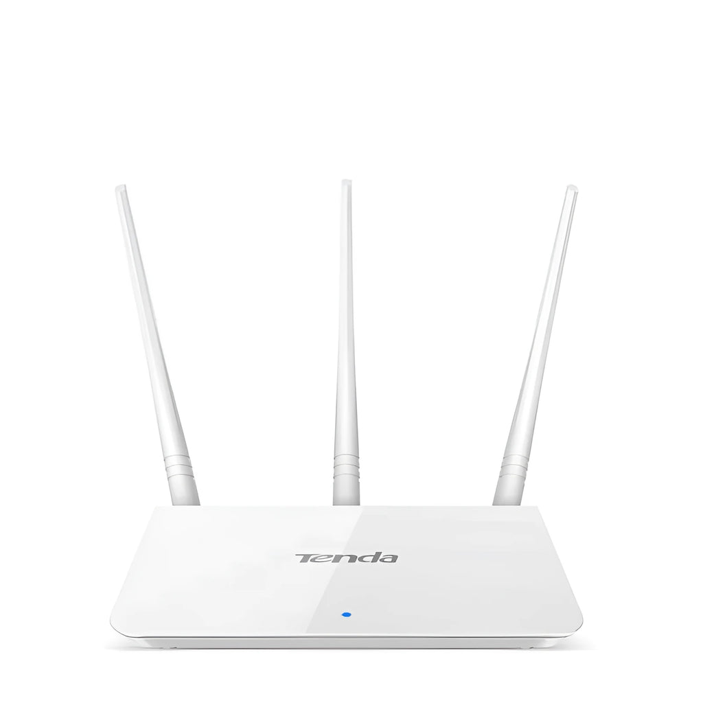 White dual-band wireless router with 2.4GHz and 5GHz frequency support