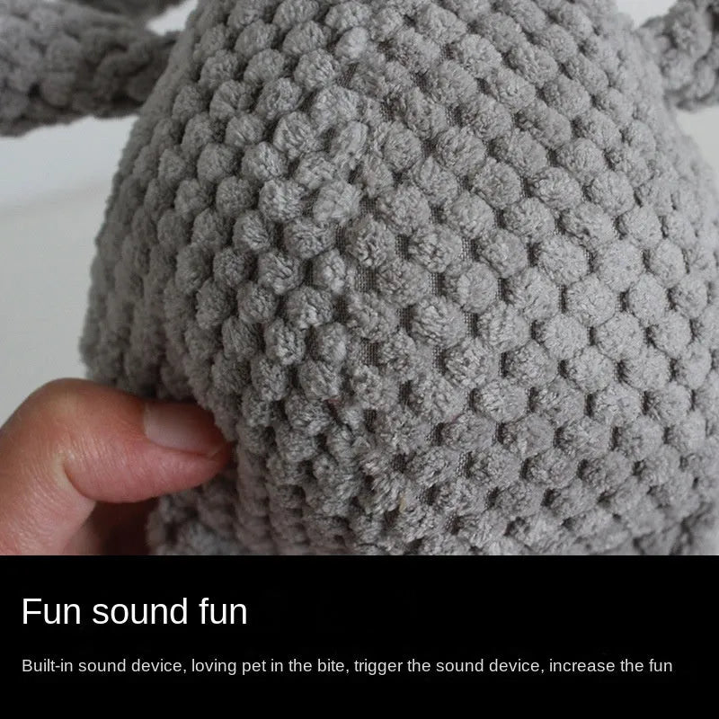 Dog plush squeaky toy in animal shape – donkey, elephant, orangutan, or rabbit – for teeth cleaning and interactive play