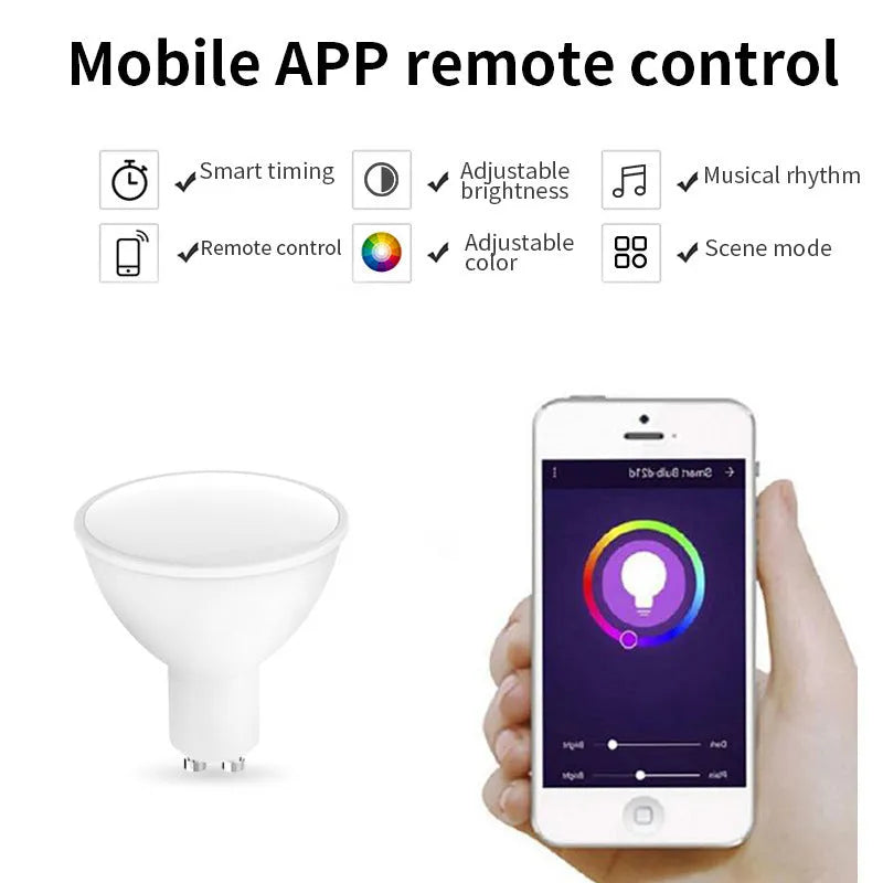 GU10 smart LED spotlight with WiFi connectivity and RGBCCT colour control