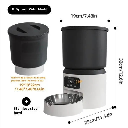 4L smart pet feeder with timing control and remote monitoring for cats and dogs