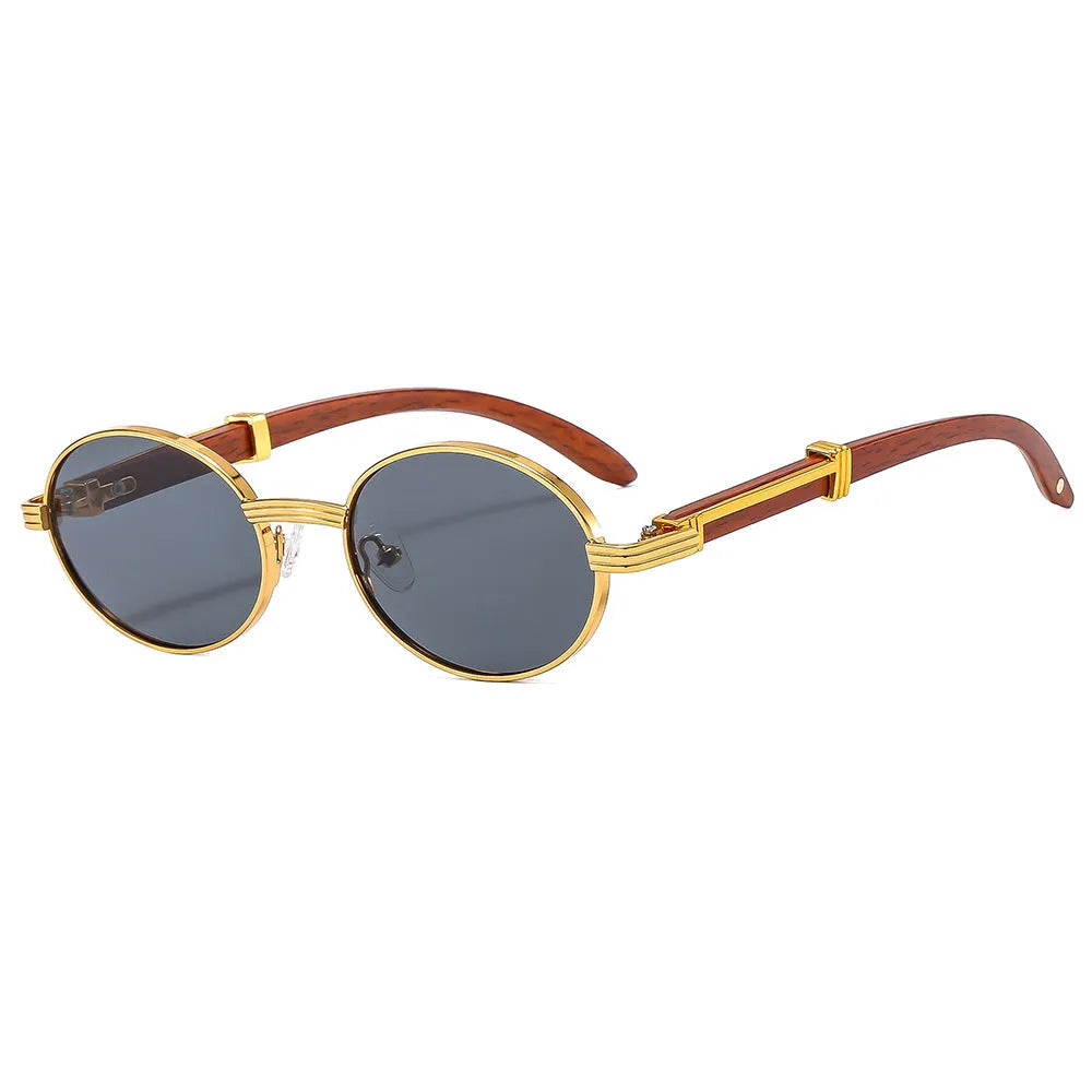 Fashion UV protection sunglasses with plastic frame and grey lens in gold finish