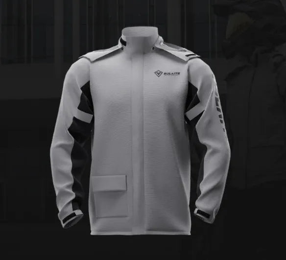 Adult motorcycle rain suit set with raincoat, rain pants, hidden shoe covers, and storage bag
