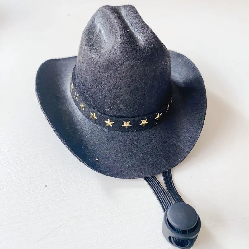 British cowboy hat for dogs and cats with decorative trim options