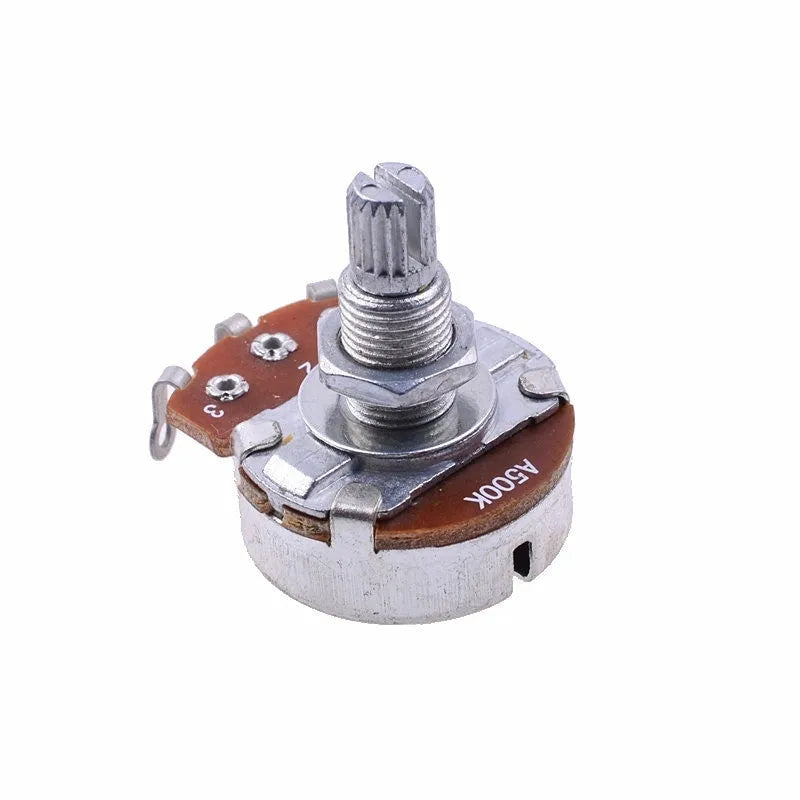 Metal electric guitar potentiometer knob for tone and volume control replacement.