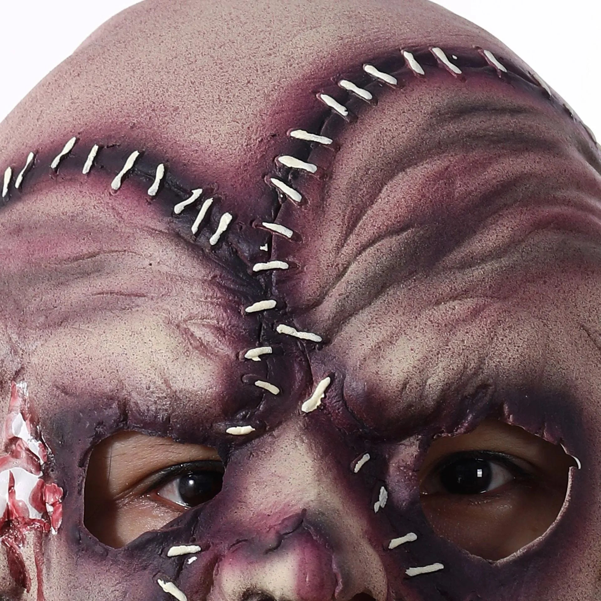 Halloween three-sided grimace horror mask made from plastic and latex
