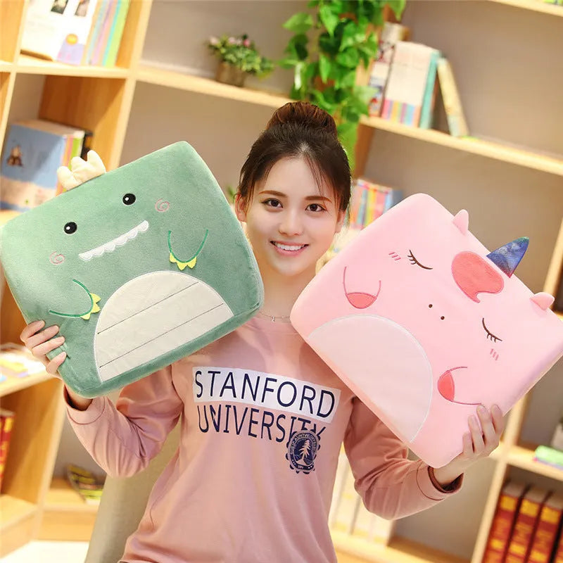Cartoon memory foam car cushion seat back pillow in six character designs with removable inner core