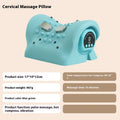 Blue-green portable EMS massage pillow with hot compress for shoulder and neck relief
