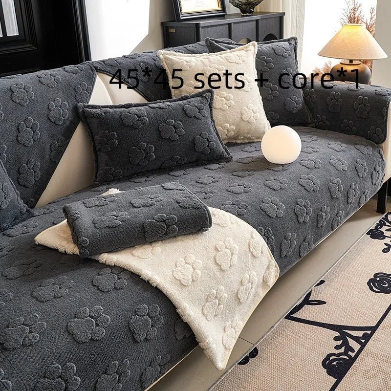 Thickened fleece non-slip sofa cushion 45x45cm in solid colour modern simplicity style