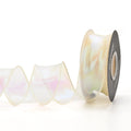 Fishtail yarn mesh ribbon with wave edge cutting in multiple colours for craft and floral decoration