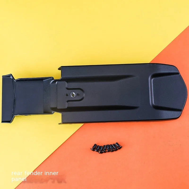 Carbon fibre lengthened rear mudguard and tail fender for a light bee electric off-road bicycle.