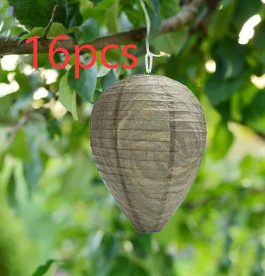 White paper beehive-shaped lantern with hexagonal facets, shown next to a ruler indicating 22cm width.