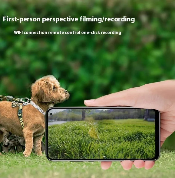 Black neckband wireless camera recorder with clip showing compact 61.5mm design for hands-free 1080P video recording