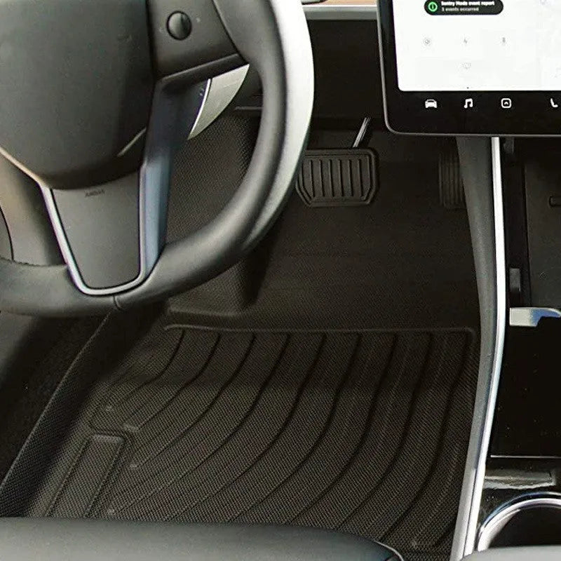 Custom rubber and TPE floor mats for Tesla Model 3, Y, X, and S cars