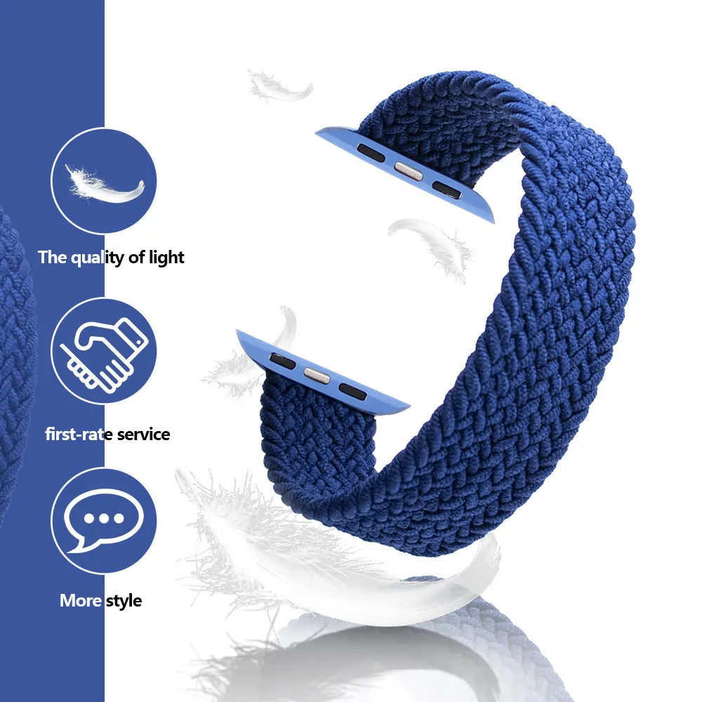 Woven nylon one-piece watch strap with plastic head compatible with Apple Watch in army green
