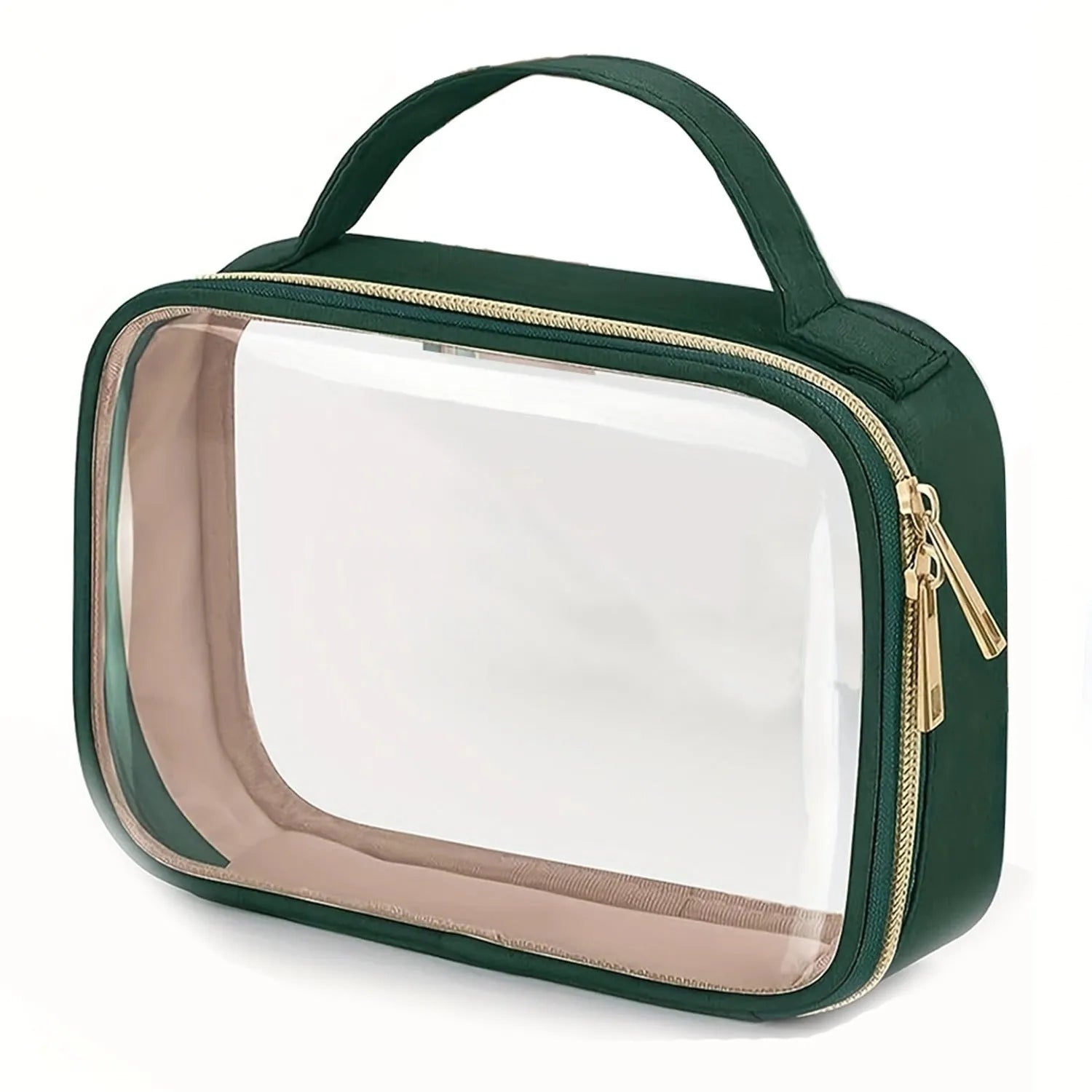 Transparent PVC wash bag with carrying chain for lipstick storage in multiple colour options