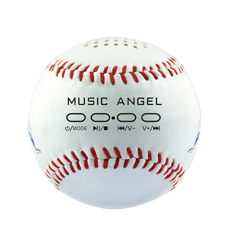 Baseball home Bluetooth speaker in white with 3W output, 600mAh battery, and USB interface