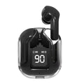 Jerry chip true wireless Bluetooth headphones in a transparent space capsule case, colour options shown
