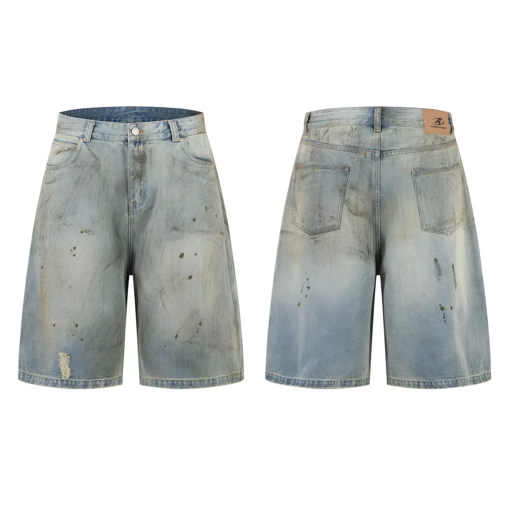 Pu Shuai blue cropped denim middle pants with straight-leg style and zipper fly