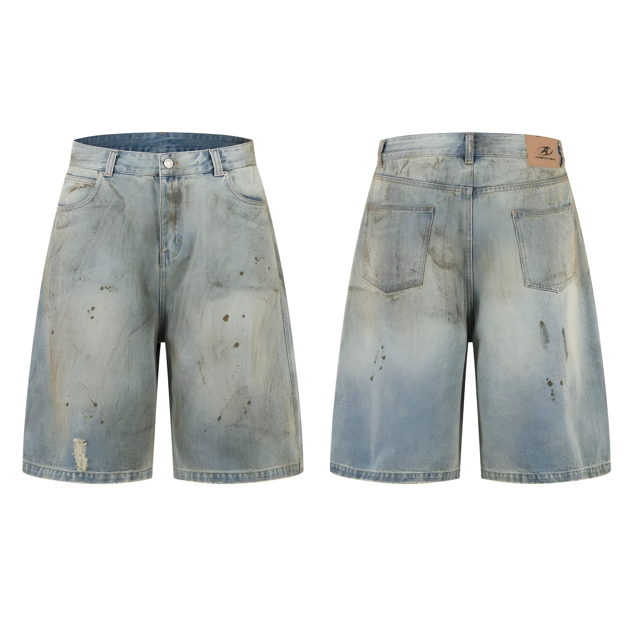 Pu Shuai blue cropped denim middle pants with straight-leg style and zipper fly
