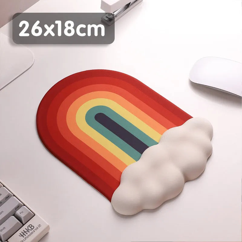 Silicone wrister mouse pad and keyboard support set with cloud pattern in choice of four colours
