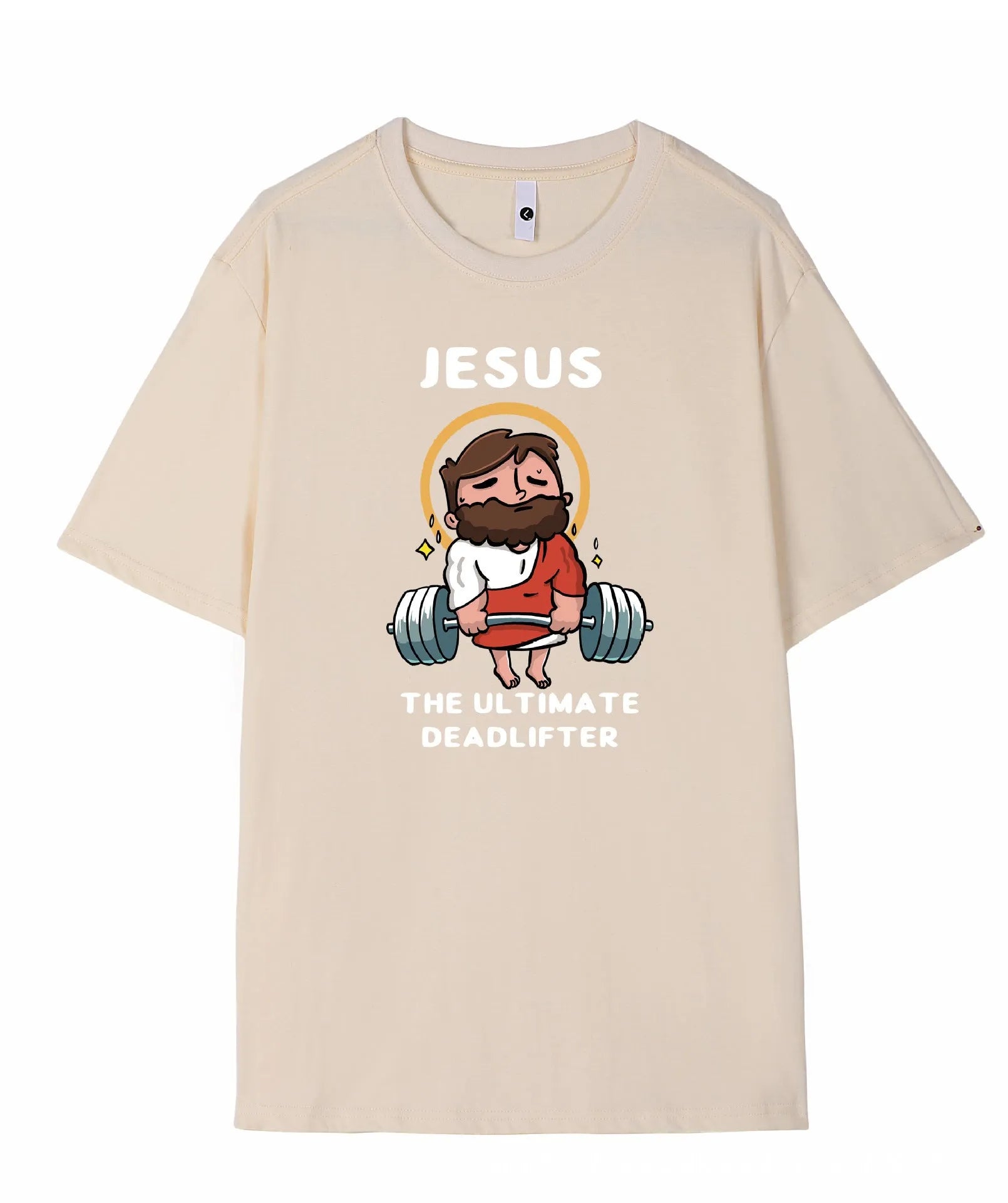 Thin pure cotton short sleeve t-shirt shown in one of seven colours: apricot, black, blue, khaki, matcha green, red, or white.
