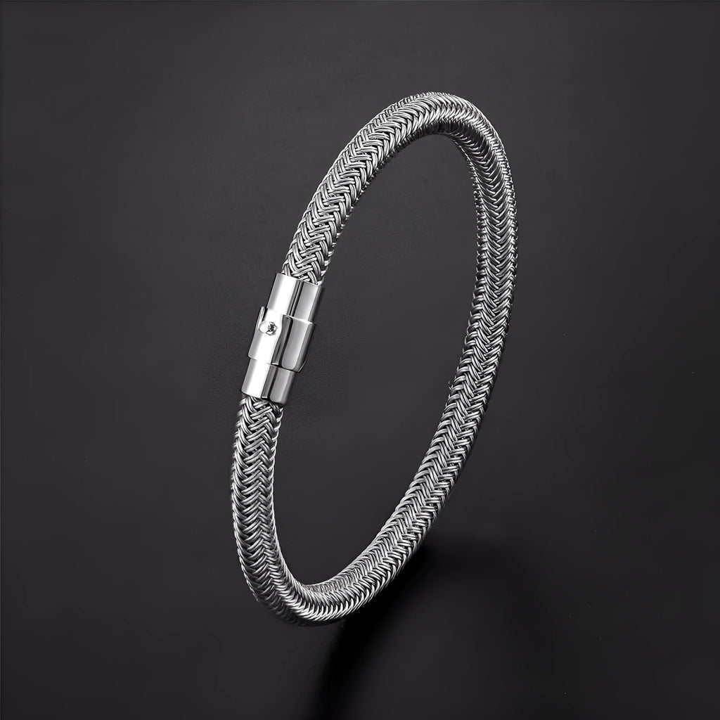 Geometric titanium steel wire bracelet with magnetic clasp in multiple colour options