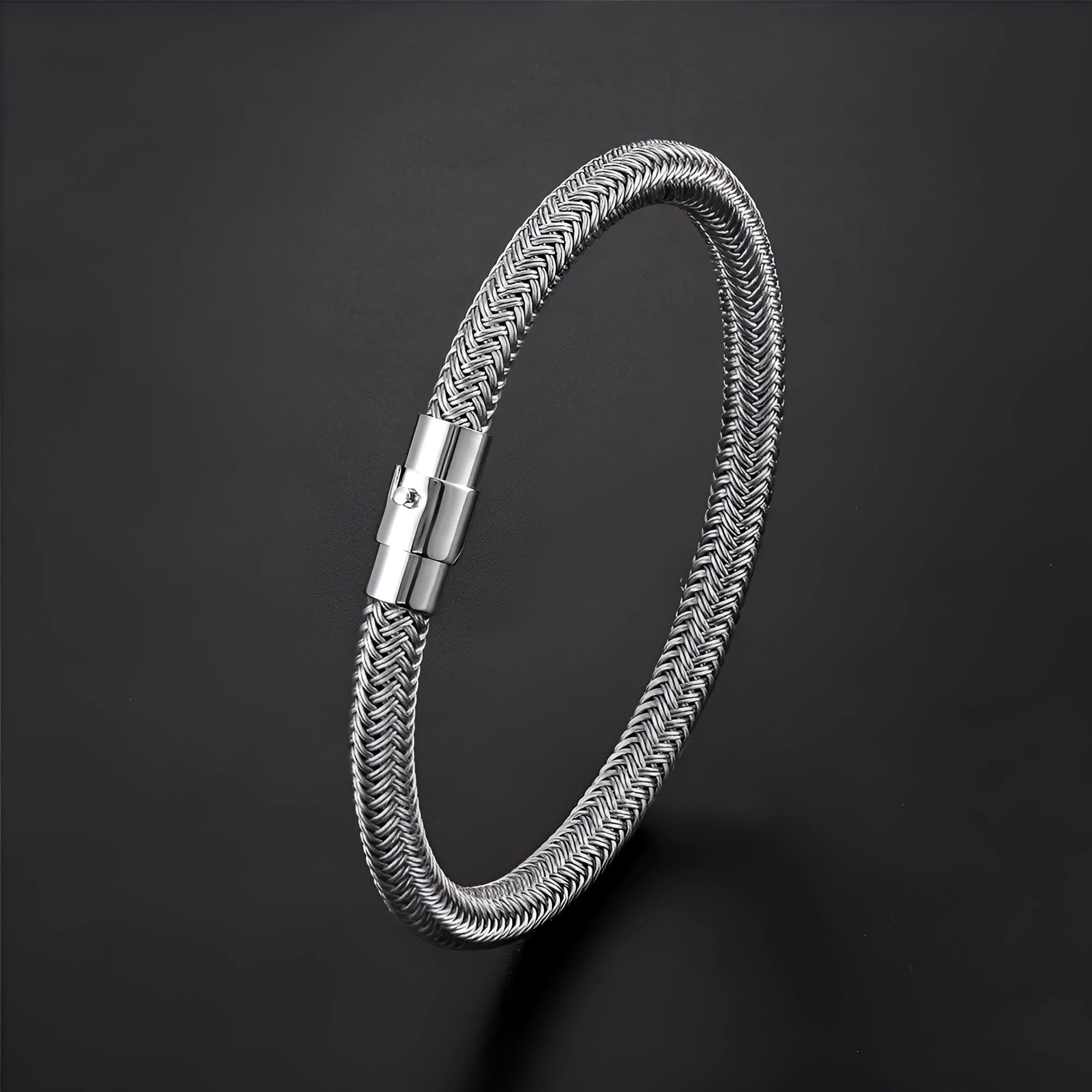 Geometric titanium steel wire bracelet with magnetic clasp in multiple colour options