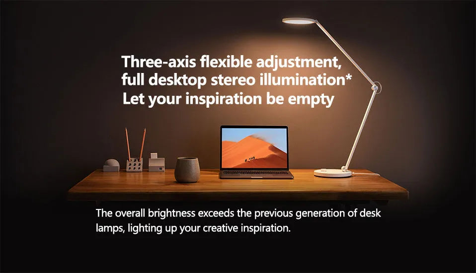 ProLED folding desk lamp with adjustable arm and modern design on a wooden desk