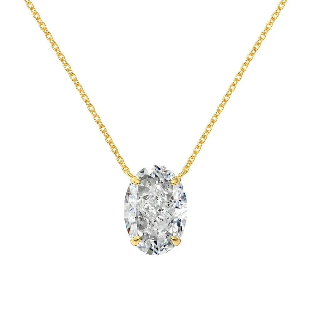 Women's 925 silver oval ice flower necklace with electroplated finish in platinum and gold options