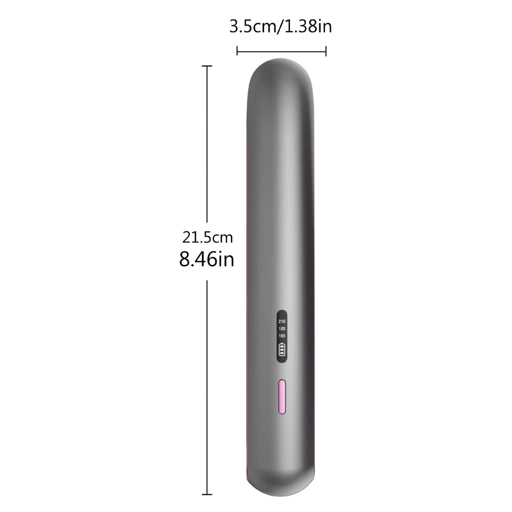 Moon shadow grey wireless hair straightener with tourmaline ceramic plates and lithium battery