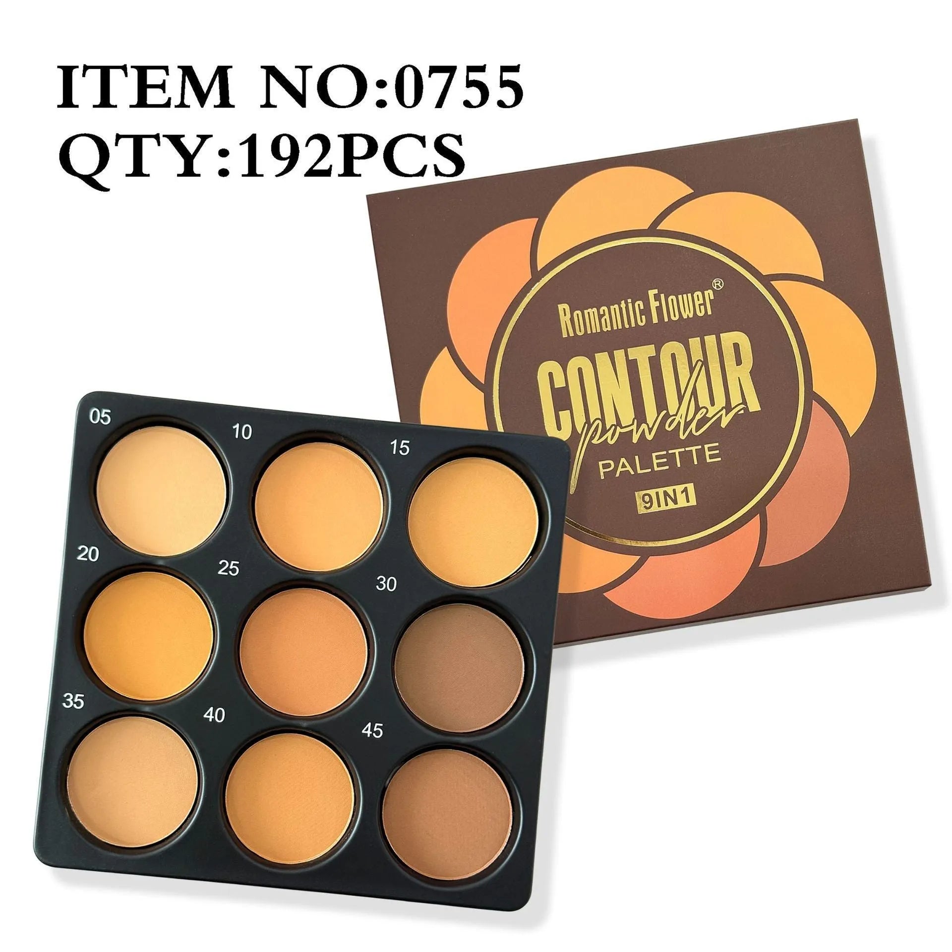 Dark matte makeup palette with nine waterproof colours in a repair disk compact for fashion styles