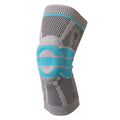 Sky blue silicone running and basketball knee pads made from elastic fibre.