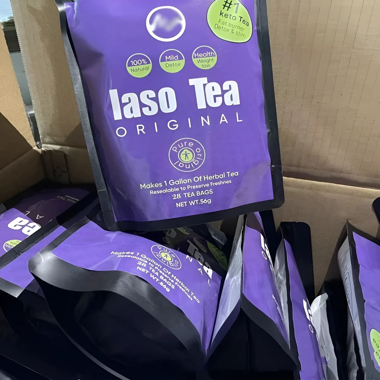Single sachet of sugar-free instant slimming tea with cold soaking technology