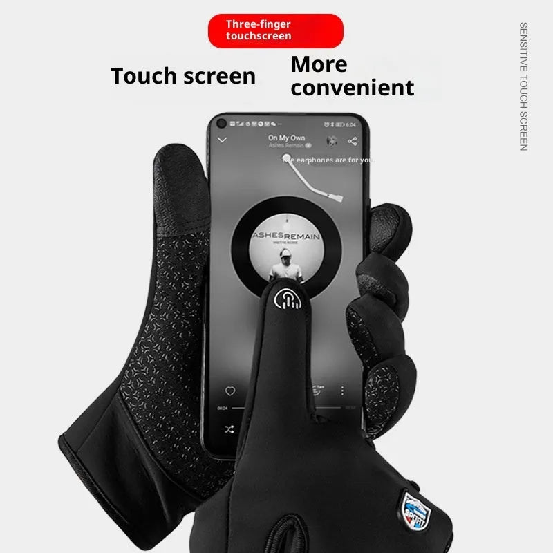 USB heating men's and women's winter cycling gloves in constant temperature black with reflective night vision panels