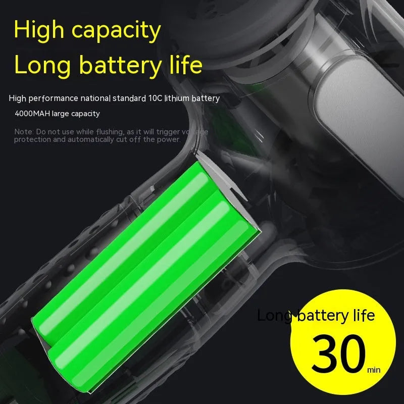 Standard Black car wireless handheld vacuum cleaner with 6KPa suction, 4000mAh battery, and Type-C port