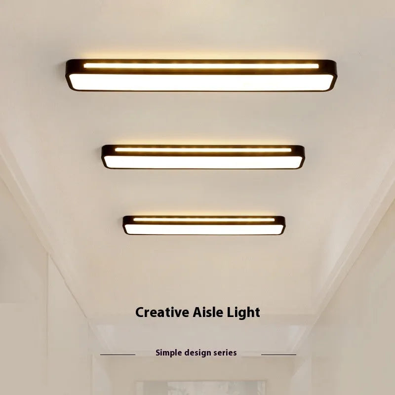LED strip ceiling lamp Nordic simple aluminium acrylic black 48x12CM for corridor or balcony