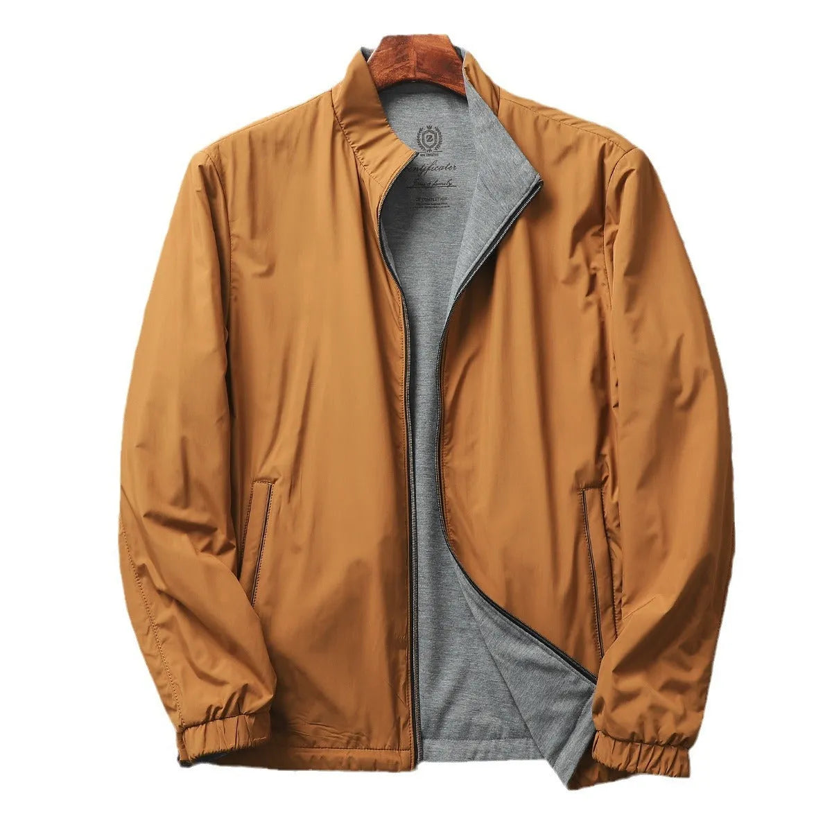 Men's stand collar business casual jacket in polyester-cotton blend available in four colours