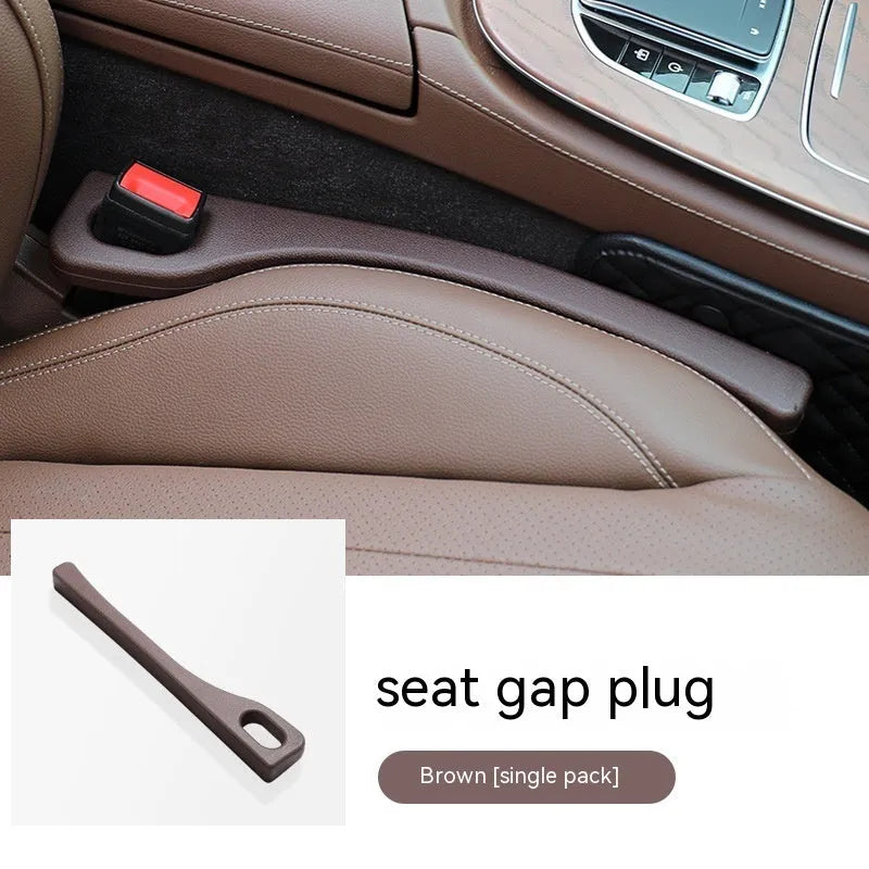 A pair of flexible polyurethane car seat gap strips in a choice of black, brown, red, or beige colours.
