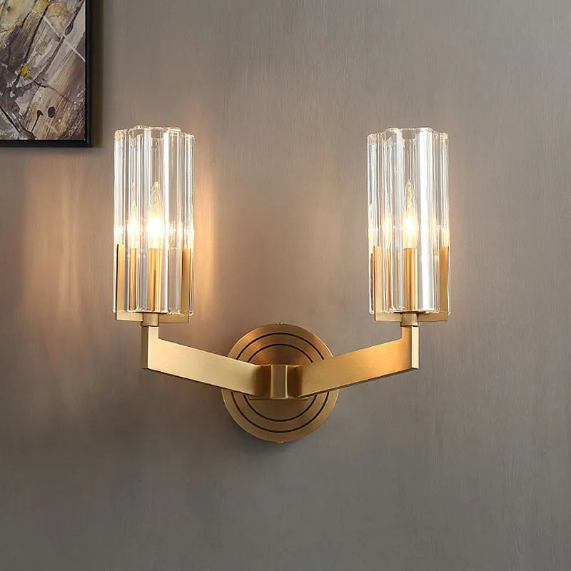 Copper wall lamp with modern minimalist design showing single head configuration