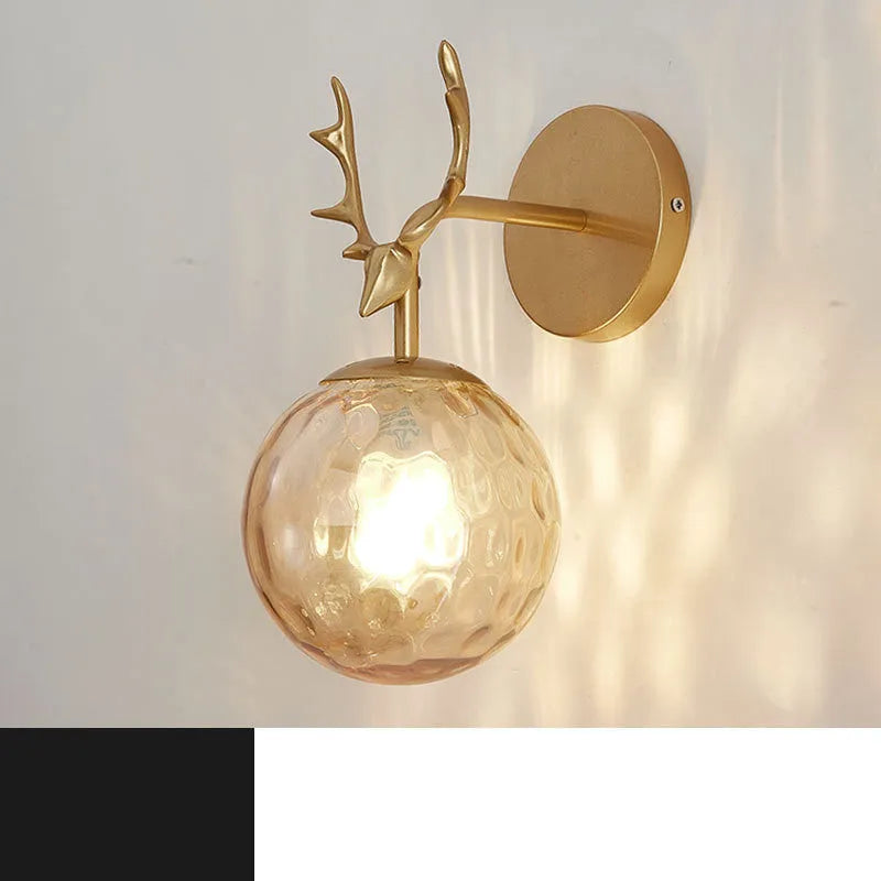 Minimalist round Nordic style glass wall lamp on a white wall