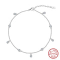 Women's silver anklet with geometric zirconium pendant in gold and white gold colour options